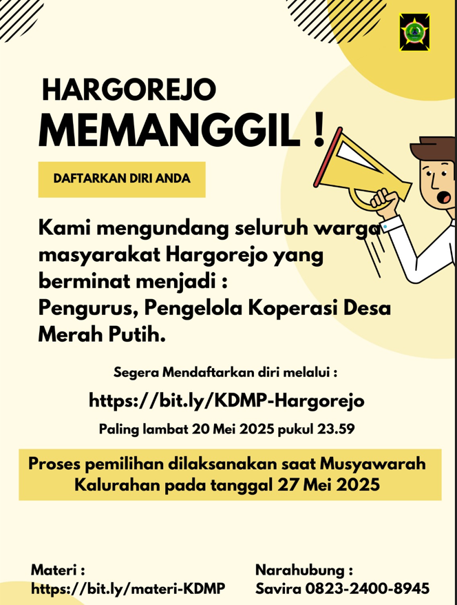 Lowongan Pengurus dan Pengelola Koperasi Desa Merah Putih.